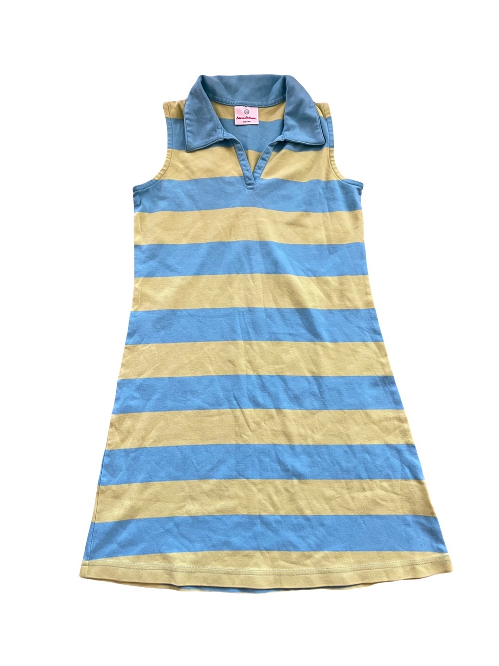 Hanna Andersson Sleeveless Polo Dress in Blue and Yellow Stripes